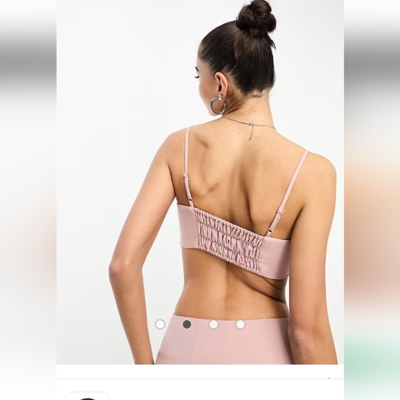 ASOS Design Smocked Back Bandeau Crop Top in Pink . Size 8 - Picture 3 of 13